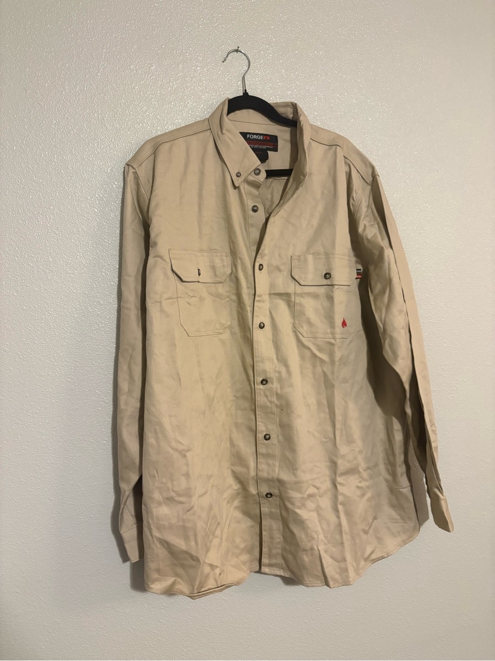 FORGE FR Mens Khaki Button Long Sleeve Shirt